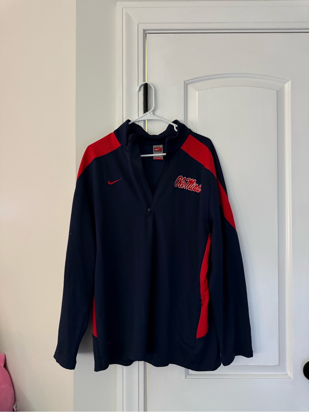 Nike Navy and Red Team Quarter-Zip Pullover